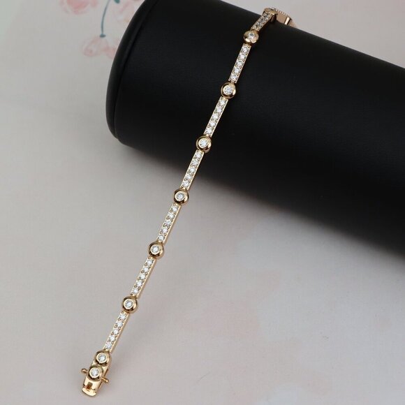 Elegant Rose Gold Bracelet with Sparkling Stones, XPBL0631 - Picture 1 of 10